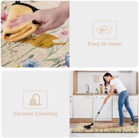 KIMODE Anti Fatigue Mats for Kitchen Floor, Farmhouse Floral Kitchen Rugs