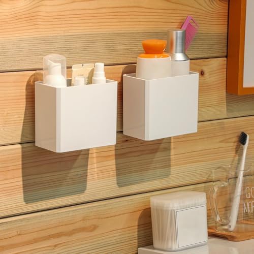 Suclain 4 Pcs Wall Mounted Organizer Floating Shelf Wall Bin, White