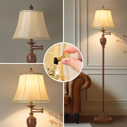 AIDENOEY Traditional Floor Lamp with 350° Swing Arm,Including Bulb,Walnut