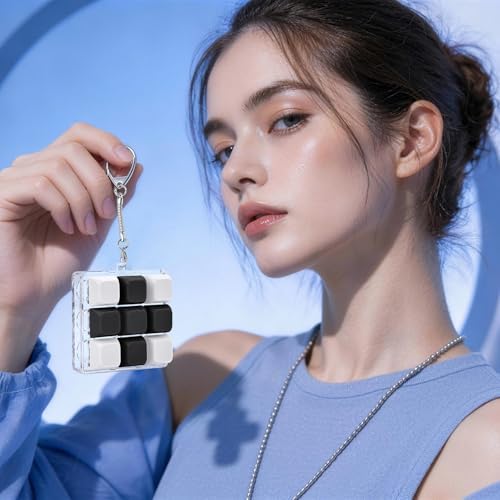 Keyboard Fidget Toy, Creamy Fidget Clicker Keyboard Fidget Keychain, Button Fidget Gifts for Adults, Boost Focus & Ease Anxiety Anywhere — Perfect Stress-Relief Gift (3×3 Grid Layout J)