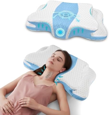 CHxxy Memory Foam Pillows, Cervical Pillow for Neck & Shoulder Pain Relief,