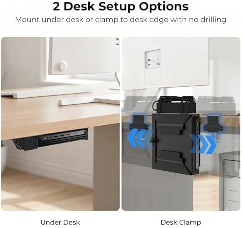 Mini PC VESA Mount for HP with C-Clamp VESA Wall Under Desk or Desk Clamp Mount for EliteDesk 800 805 705, Pro Mini 260, ProDesk 600 405 Mini PC Mounting Bracket for HP Mount to a Monitor Arm