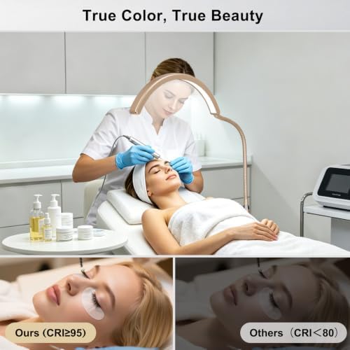 Professional Half Moon LED Desk Light for Nail Techs & Artists – Flexible Gooseneck Lamp with Clamp, 3 Color Modes & 5 Brightness Levels for Manicure, Tattoo, Beauty Work