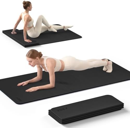 ZOEY 7-Fold Foldable Yoga & Exercise Mat, 74.8x31.5 Extra Wide 31.5 Inch XL Extra Large Lightweight Mat, Folding Pilates Stretching Mat, Anti-Slip Double Non Slip Noise Reducing Hot Yoga Mat, Odorless Non Toxic Eco TPE Workout Mat for Beginners Women M...