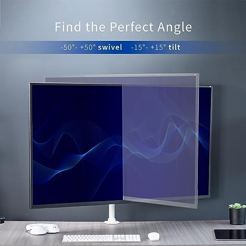 VIVO Ultra Wide TV Desk Mount for up to 55 inch Screens Weighing 66 lbs, Full Motion Height Adjustable Single Television Stand, White, STAND-V155CW