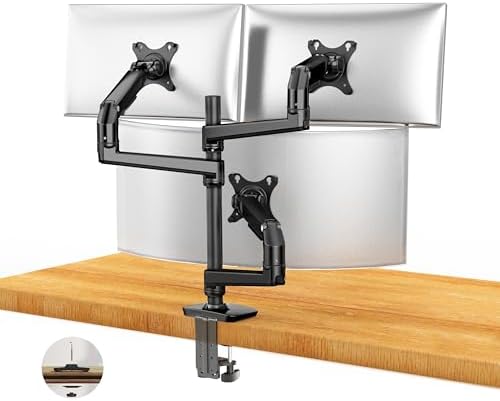 Ergounion Heavy Duty Triple Monitor Mount for 13-40" Screens, Black