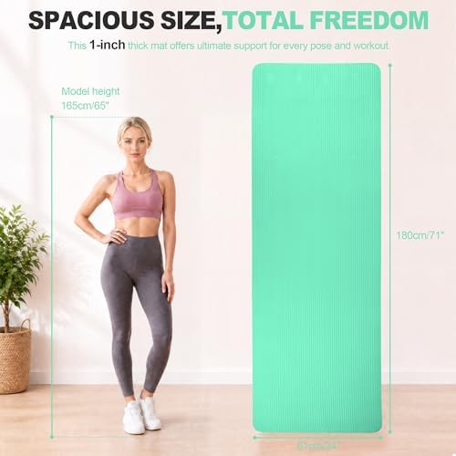 HULKFIT High Density Non Slip Yoga Mat, Extra Thick Exercise Mat with Carrying Strap, for Pilates, Fitness, Home Gym & Floor Workouts - Multiple Thickness & Multiple Color