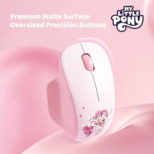 My Little Pony Silent Wireless Mouse -M06 Pinkie Pie Bluetooth & 2.4G Silent Mouse, 1600 DPI Cute Computer Mouse for Laptop, Mac, PC, Aesthetic Desk Accessories Gift for Fans, Women (Pink)