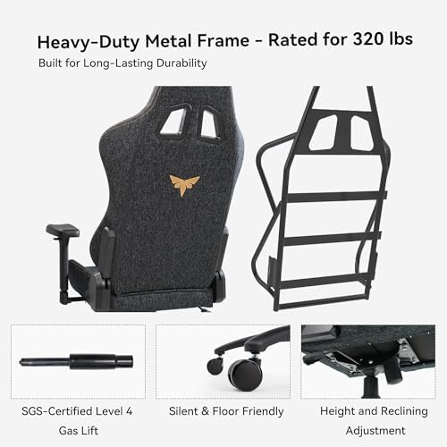 Gaming Chair 4D Adjustable Armrests - 170° Reclining & 320lb Capacity, High Back Ergonomic Computer Chair with Lumbar Support, Headrest & Lumbar Pillow