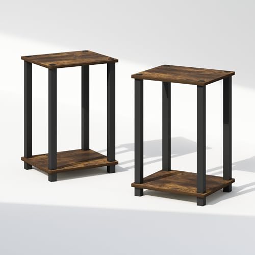 Furinno Simplistic Set of 2 Toolless 2-Tier Night Stand, Amber Pine