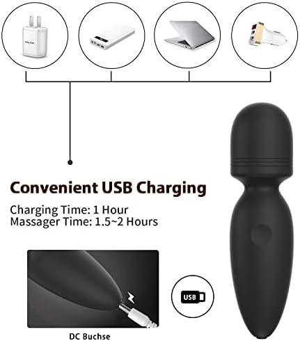 Mini Wand Massager,Small Cordless Handheld Massager with 10 Quiet Vibration Modes, Personal Handheld Rechargeable Massager for Neck Shoulder Back Body [4.35 * 1.18 inches]