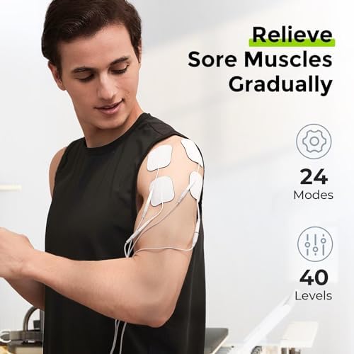 AUVON 3-in-1 TENS Unit Muscle Stimulator, 40 Levels for Gradual Pain Relief
