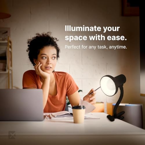 Xtricity LED Clip on Desk Lamp with 360° Flexible Gooseneck, Reading Light for Bed Headboard– A19 Bulb Included, 120V, On/Off Switch, 10.25” Height Table Lamp with White Finish (2 Pack)