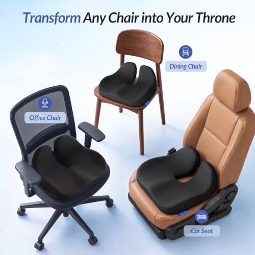 ZIKEE Ergonomic Contoured Seat Cushion for Pain Relief, All-Day Comfort, Office Chair Cushion with Raised Back Support for Tailbone, Sciatica & Back Pain Relief, Premium Memory Foam for Car, Home