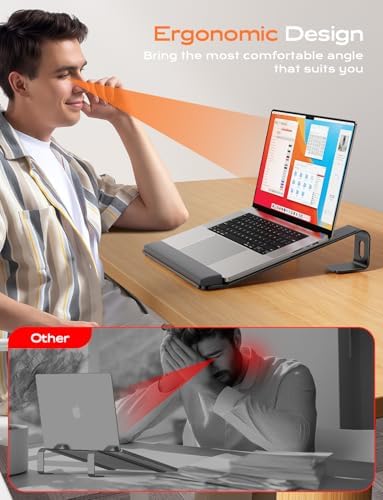 LOXP Laptop Stand for Desk, Aluminum Laptop Riser Holder with Wrist Support