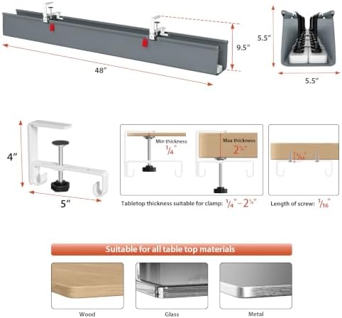 Univivi No Drill Under Desk Cable Management Tray, 48 inch Cable Management