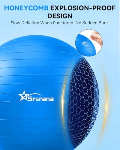 Exercise Ball - Anti-Burst Yoga Ball for Pilates, Pregnancy & Core Stability - Ergonomic Office Desk Ball Chair & Physical Therapy Equipment, Quick Pump Included