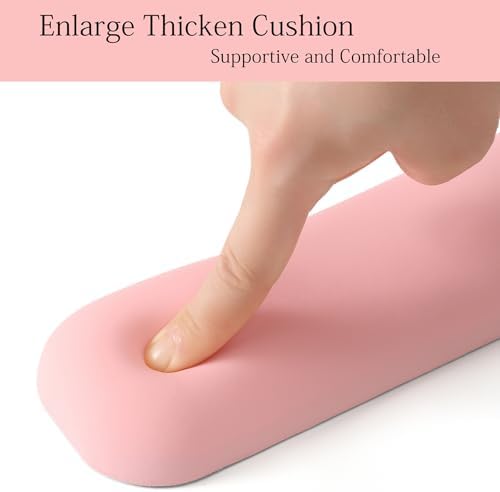 UnivoColors Design-Medium Wave Keyboard Wrist Rest of Medium, Artificial Sheepskin+Memory Foam+Ergonomic+Anti-Slip Gel, Resilience Support During Work and Gaming,Keyboard Accessory,Pink