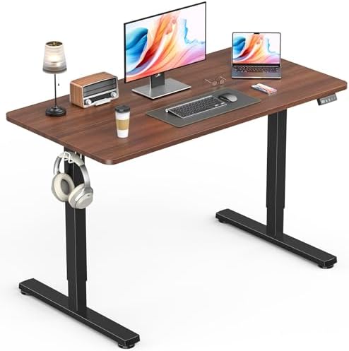 Electric Standing Desk, Gaming Desk, 40 x 24 Inch, Walnut