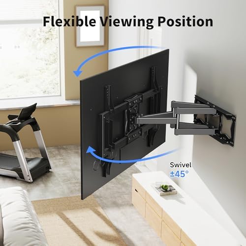 Full Motion TV Wall Mount for Most 37"-86" Flat/Curved TV up to 132lbs,Swivel Tilt Bracket with Articulating 6 Arms, Max VESA 600x400mm, Max 16” Wood Stud, MA02A