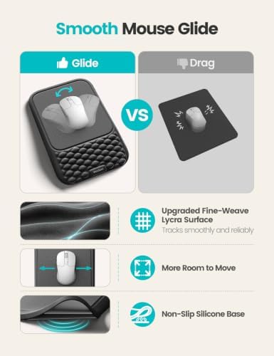 Vaydeer Mouse Pad with Wrist Rest, Ergonomic Memory Foam Wrist Support