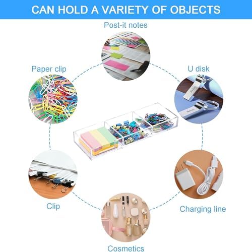 Sticky Note Holder 3 in 1 Clear Acrylic Self-Stick Memo Pads Holders Desk Organizer for School Office Home, Post Pop Notes Dispenser for 3"X3" Note Pads (BQ211)