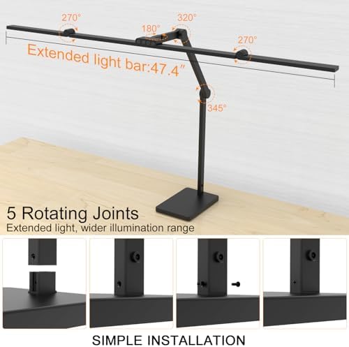 Omorepa 36W 3000LM Ultra Bright Architect Desk Lamp with Base, 47.4Inches Wide Tall Overhead Desk Light for Home Office, Dimmable Table Light with Remote for Desktop Working,Drafting,Reading