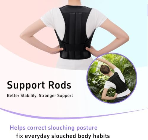 Back Brace Posture Corrector for Women and Men Upgraded Dynamic Traction Correction System Adjustable Shoulder Support Straightener Helps Reduce Upper Lower Back Pain Suitable for Hump Scoliosis Black Large