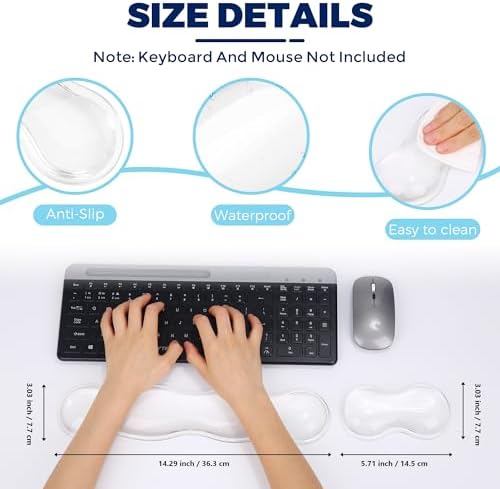 Gel Wrist Rest for Keyboard and Mouse, Wrist Rest for Keyboard, Mouse Wrist Support, Pain Relief, Cool Touch, Non-Skid, Wrist pad