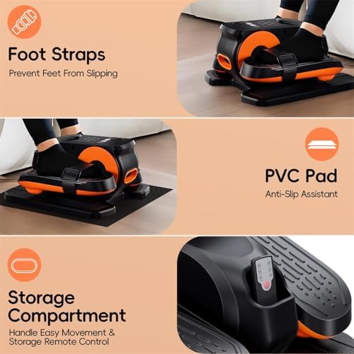 Under Desk Oval Machine, Morelax Oval Leg Exerciser for Elderly Assembly, Quiet Portable Electric Sit Pedal Exerciser with Resistance Band, Remote Control and 12 Adjustable Speeds