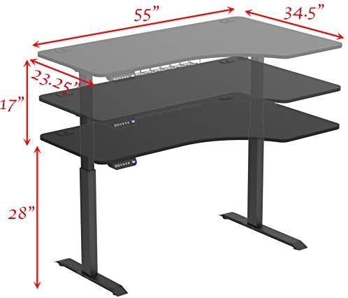 SHW 55-Inch Large Electric Height Adjustable L-Shaped Standing Desk, Black