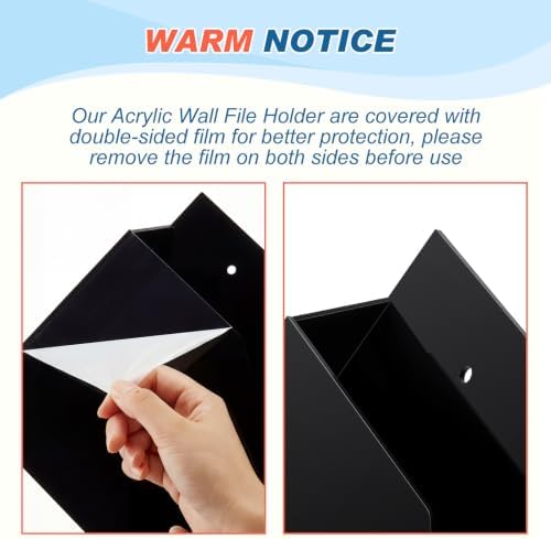 Feifeiya 2 Pcs Black Acrylic File Holder Wall Mount, 14"x8.3"x2.4"