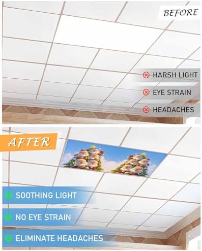 Christmas Magnetic Fluorescent Light Covers for Ceiling Lights 2 x 4 Feet,Santa Claus Christmas Tree Snowflakes Blue Office Classroom Kitchen Drop Ceiling Light Covers Filters Shade Panel 1 Pack