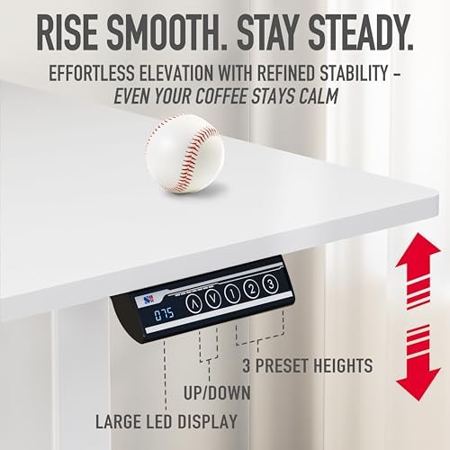 SHW 40 x 22 Inches Electric Height Adjustable Sit to Stand Desk, White