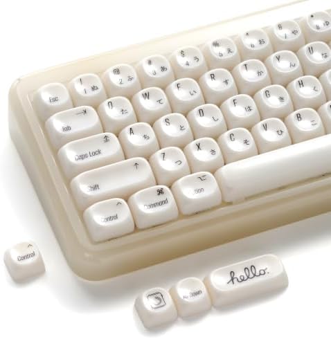 OHY Japanese Keycaps,XVX MOA Profile Minimalist Mac Style Keycap Set, Custom Cute Ceramic-Textured Keycaps for MX Switches Mechanical Keyboard-White Chocolate （Only Keycaps）