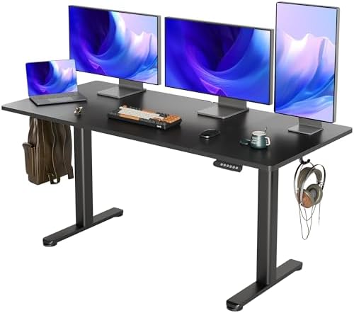 INNOVAR Electric Height Adjustable Standing Desk, 63x24 Inch, Deep Black