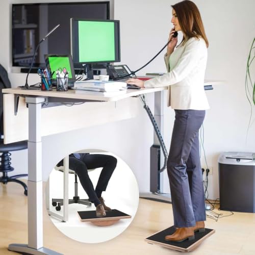 Balance Board Wobble Board for Adults Anti-Slip Balance Board for Physical Therapy Standing Desk Core Strength Wooden Balance Board Rocker Board