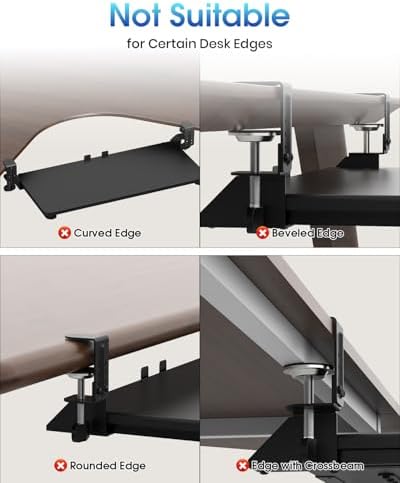 Small Keyboard Tray Under Desk, Pull Out Keyboard & Mouse Tray for Typing