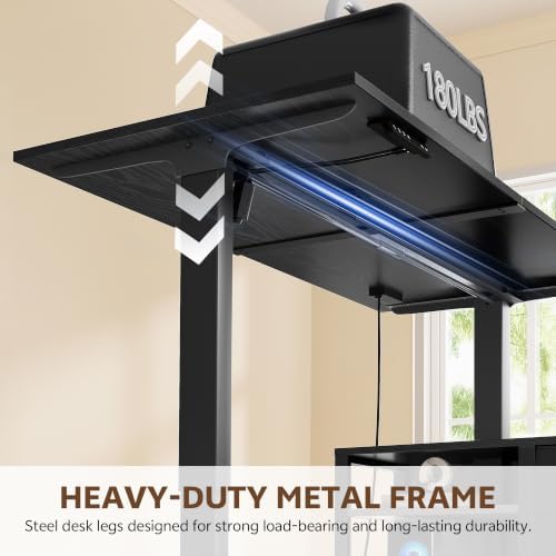 47 Inch L Shaped Desk with 3 Drawers Electric Standing Desks Black