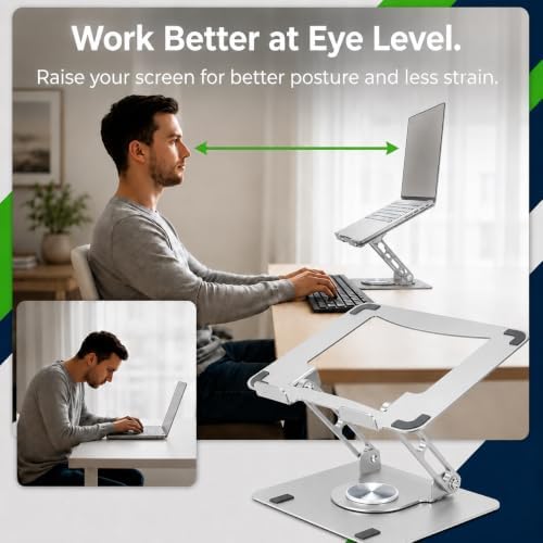 Uncaged Ergonomics Swivel Laptop Stand for Desk, 360 Riser, Graphite Gray