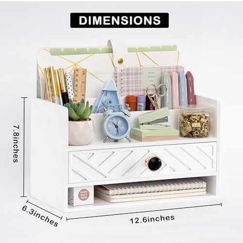 Desk Organizer with Drawer, Countertop Bill Mail Organizer and File Storage