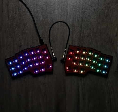 YMDK Corne V4.1 46 Keys Split Keyboard Ergonomic Hotswappable 40% Layout 3D PLA RGB QMK Vial All Key Programmable Mini Independent Gaming Keyboard Kit (Wired Red Black Split 46)