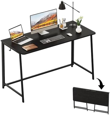 WOHOMO Folding Desk, 47.2" Foldable Computer Table for Small Spaces, Black