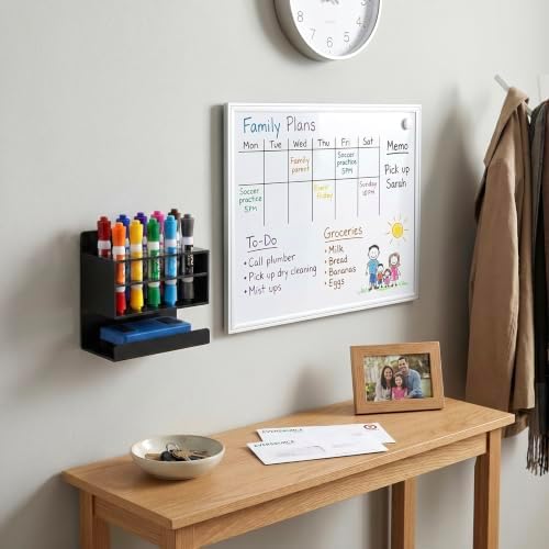 MyGift Black Acrylic 10 Slots Dry Erase Marker and Eraser Holder