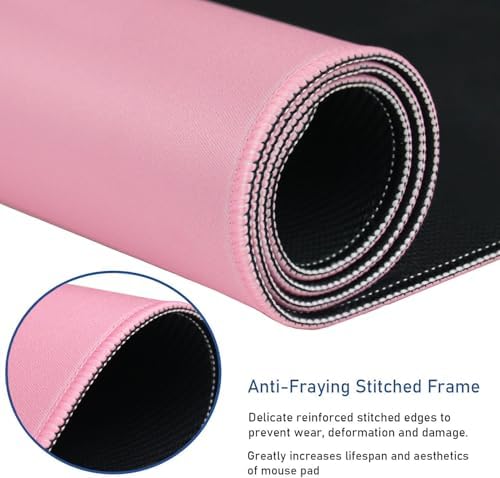 Large Mouse Pad with Stitched Edges, Durable Non-Slip Natural Rubber Base