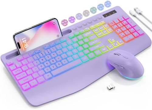 SABLUTE Wireless Keyboard and Mouse Combo, 9 Backlit Effects, RGB, 2.4GHz