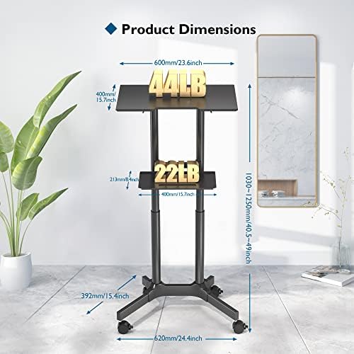 BONTEC Lecterns & Podiums Portable Mobile Standing Laptop Desk, Sit Stand