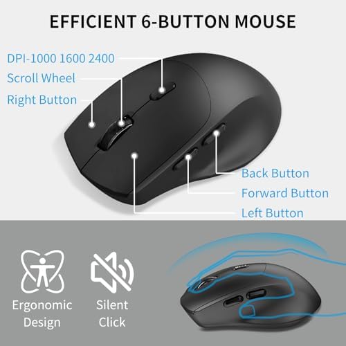 Wireless Keyboard and Mouse Combo Silent for Office and Home - Black & Gray