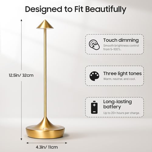 2 Pack Cordless Table Lamp, Rechargeable 6000mAh Battery Table Light