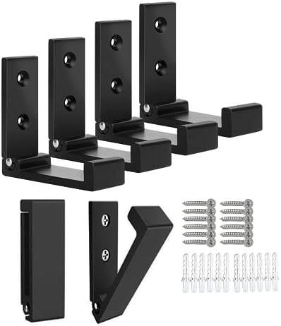 OHIYO Folding Coat Hooks 6pcs Foldable Hook Wall Mounted for Hanging Coat, Jacket, Towel Heavy Duty Wall Hooks Aluminum Alloy Fold up Hooks Headphones Holder Bearing Load 33lb (Black)